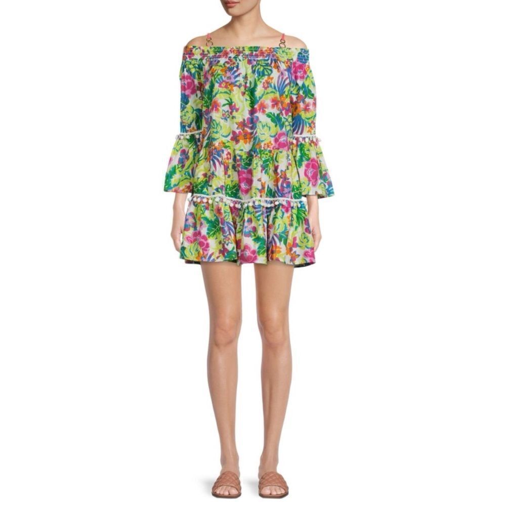 Rafaella Comfort Off shoulders Cotton Tropical Dress Size 12